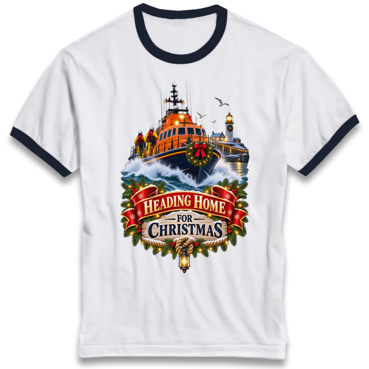 RNLI Christmas Ringer T-Shirt