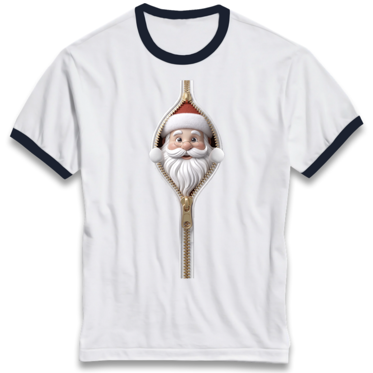 Santa Face Novelty Ringer T-Shirt