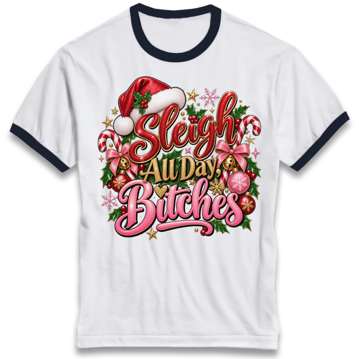 Womens Christmas Ringer T-Shirt