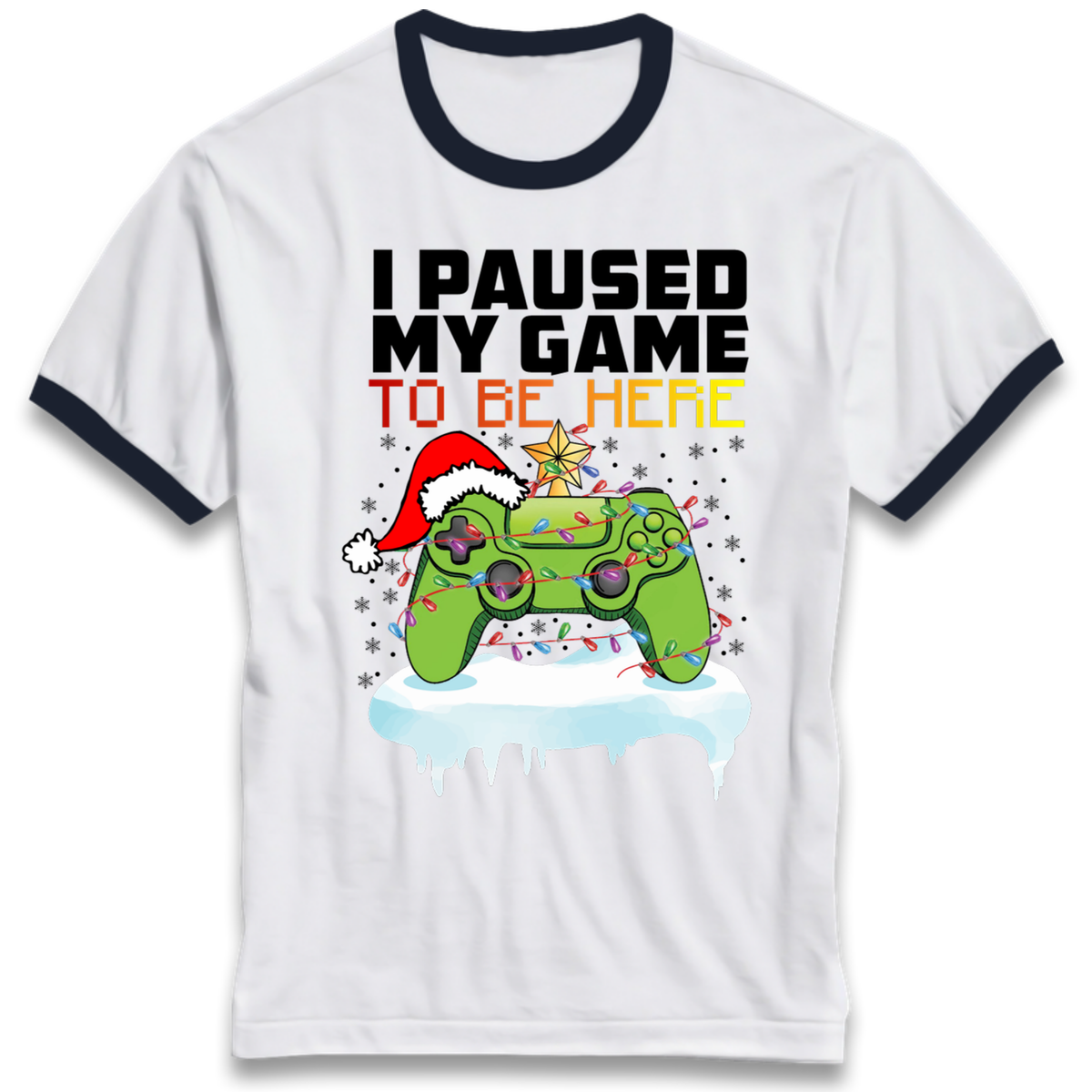 I Paused My Game Christmas Ringer T-Shirt