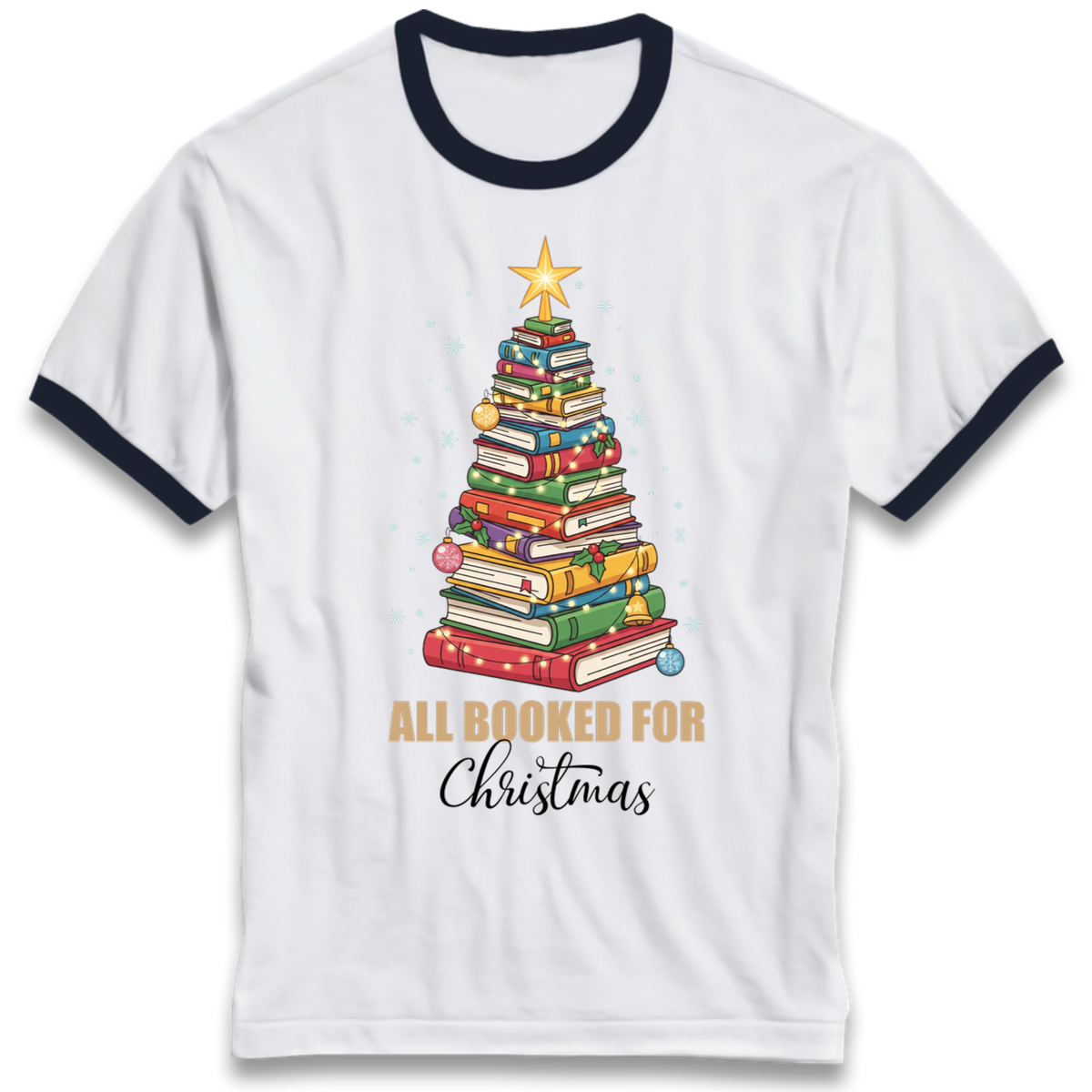 Book Tree Christmas Ringer T-Shirt