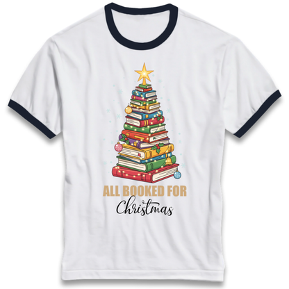 Book Tree Christmas Ringer T-Shirt
