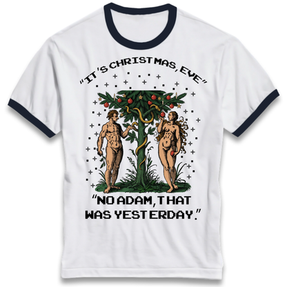 Adam & Eve Christmas Jumper Ringer T-Shirt