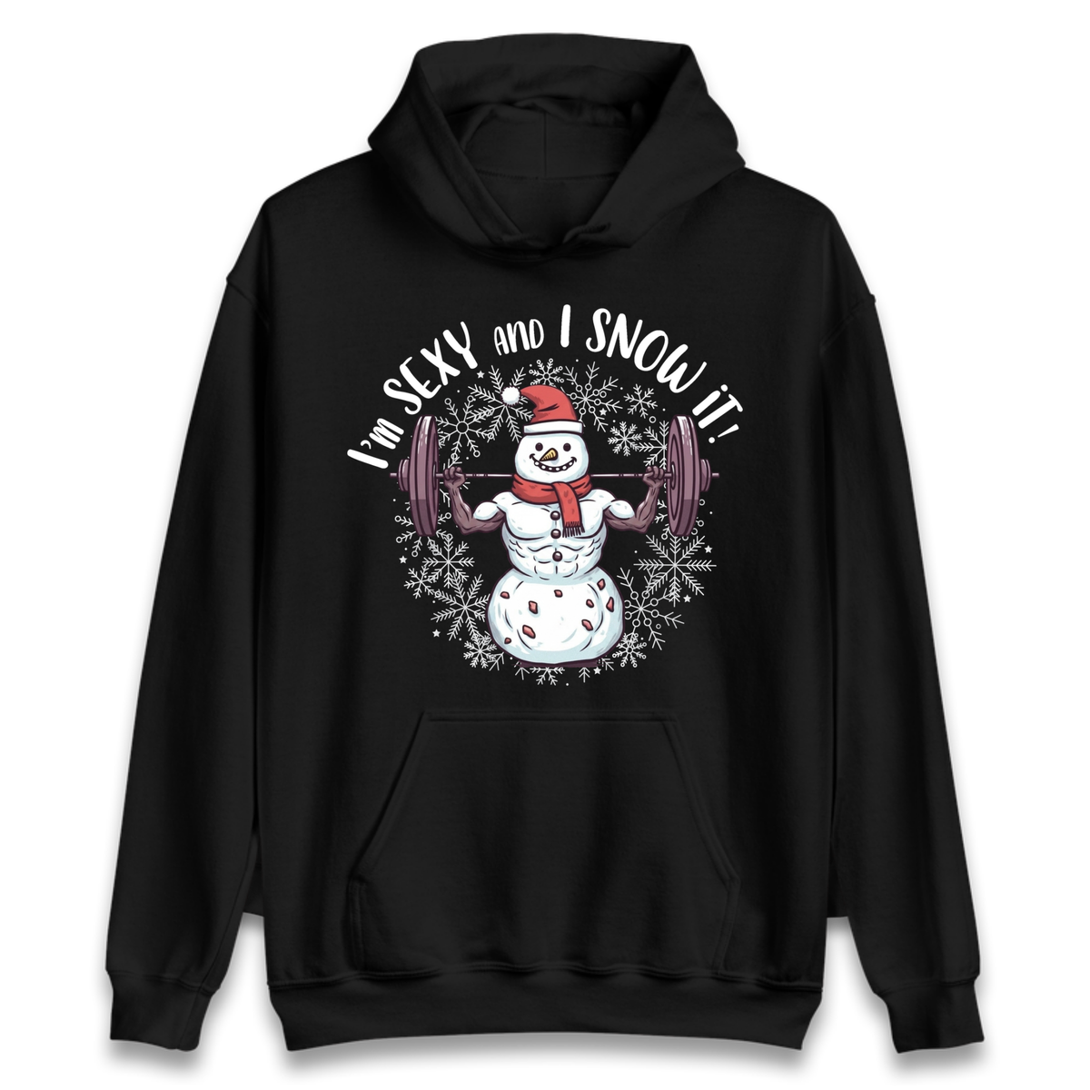 Gym Snowman Graphic Christmas Hoodie