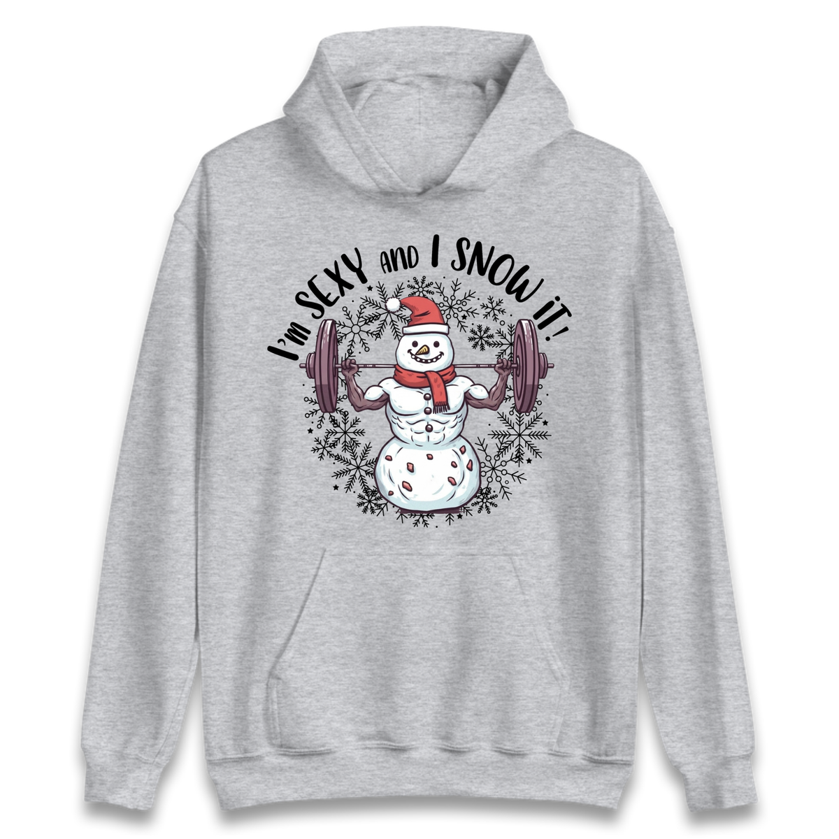 Gym Snowman Graphic Christmas Hoodie