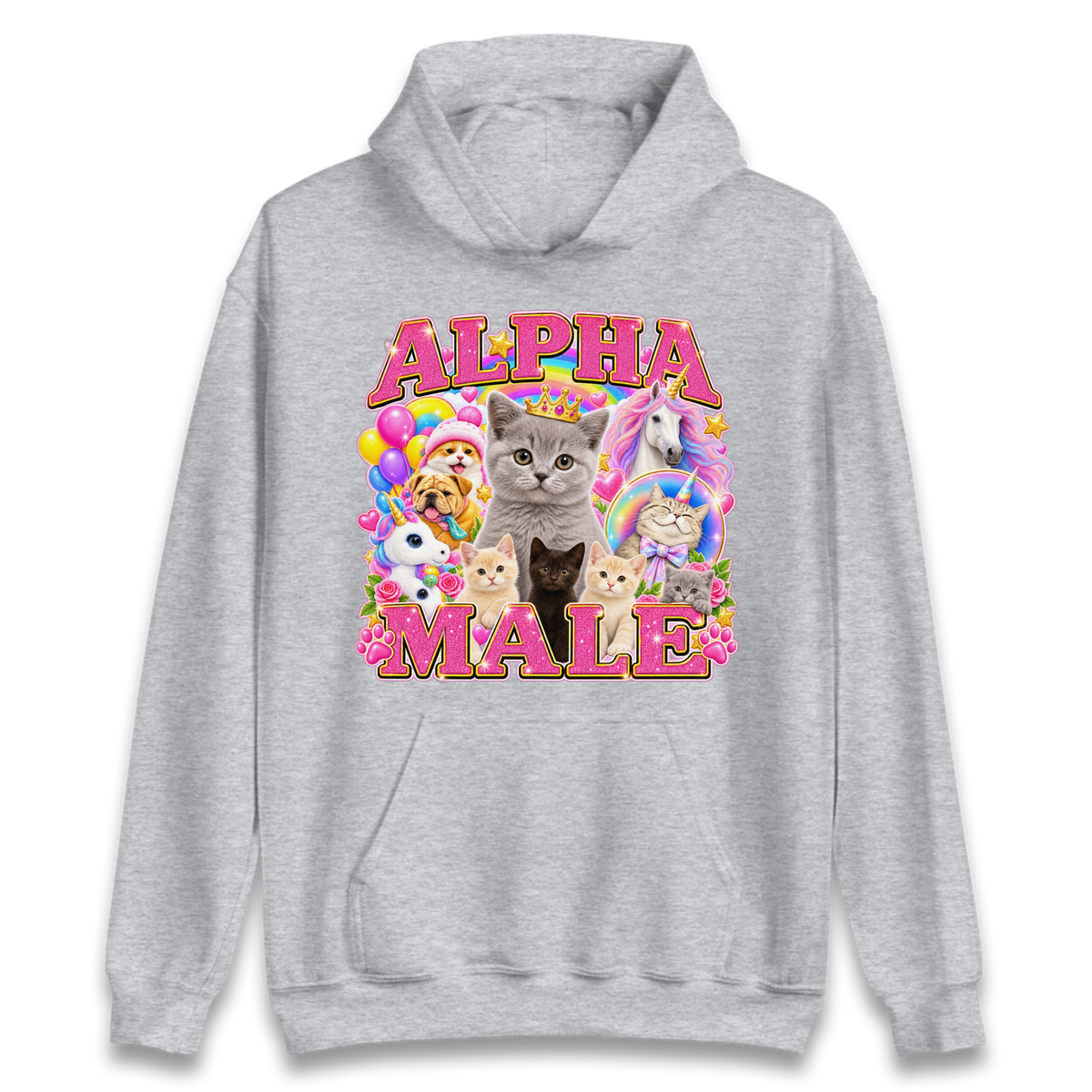 Alpha Male Funny Kitten Unicorn Hoodie