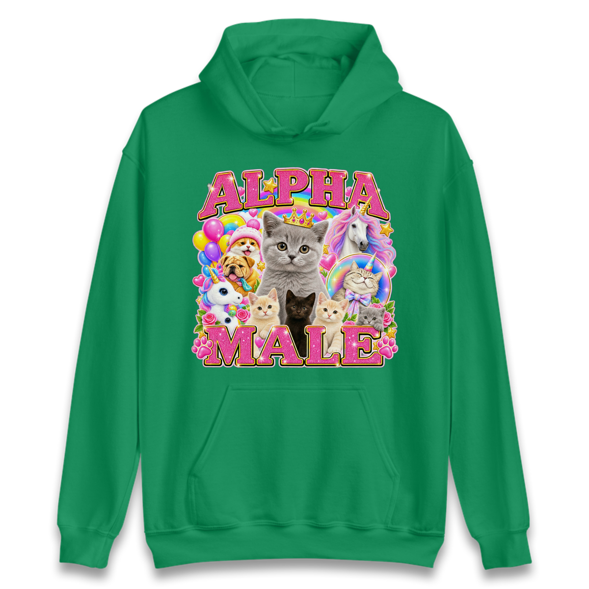 Alpha Male Funny Kitten Unicorn Hoodie