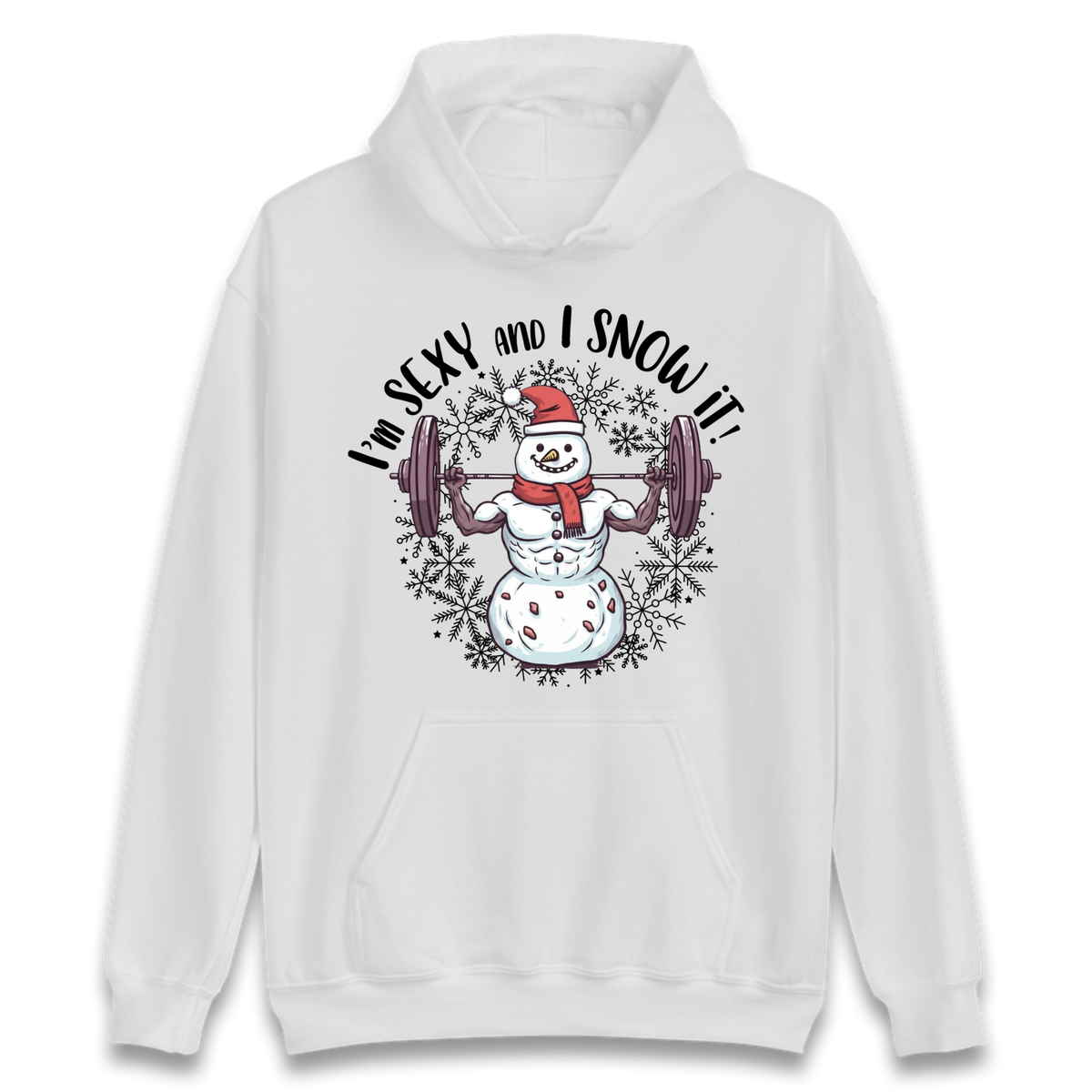 Gym Snowman Graphic Christmas Hoodie