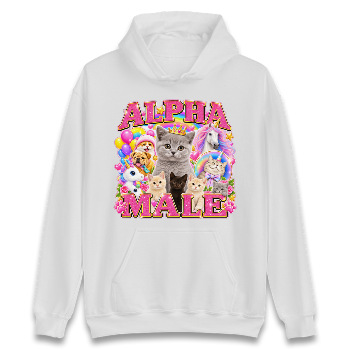 Alpha Male Funny Kitten Unicorn Hoodie