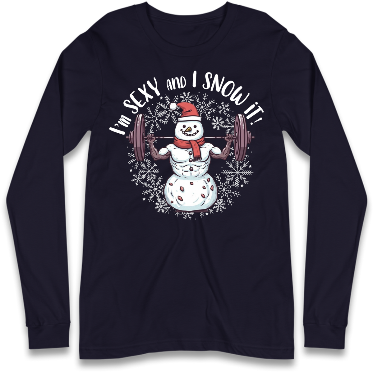 Gym Snowman Graphic Christmas Long Sleeve T-Shirt