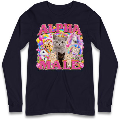 Alpha Male Funny Kitten Unicorn Long Sleeve T-Shirt