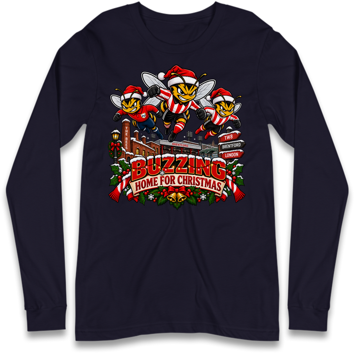 Brentford Football Christmas Long Sleeve T-Shirt