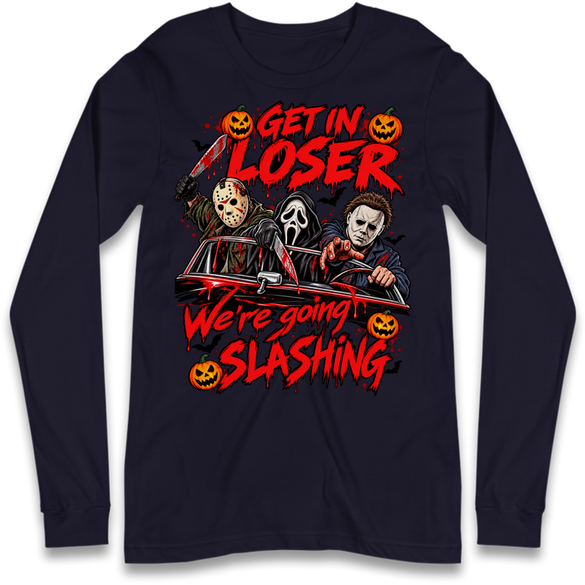 Retro Horror Movie Halloween Slasher Villains Long Sleeve T-Shirt