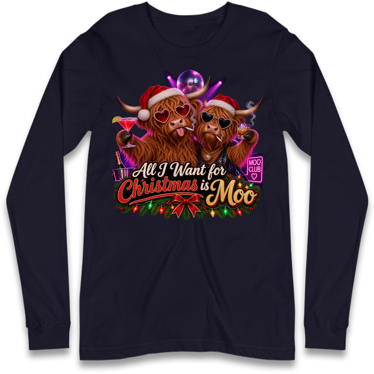 Highland Cow Christmas Long Sleeve T-Shirt