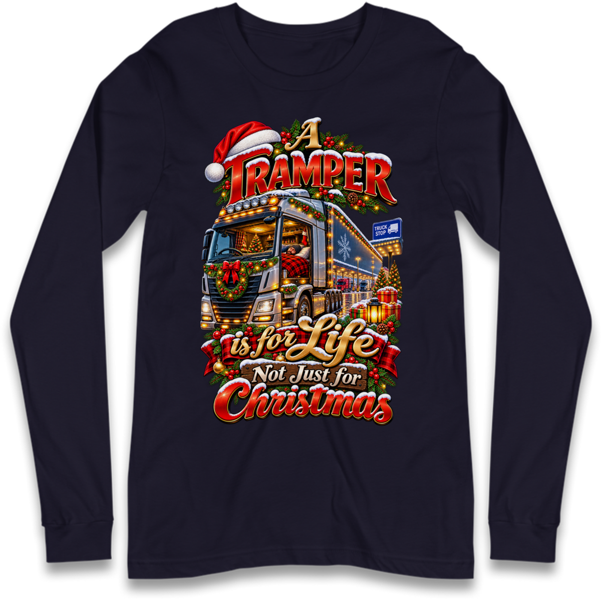 Trucker Christmas Long Sleeve T-Shirt