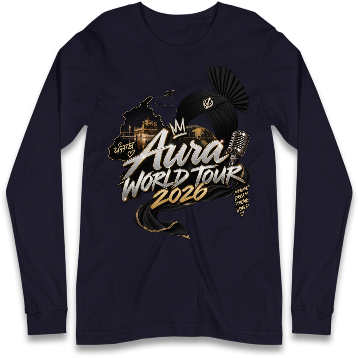 Diljit Dosanjh Aura World Tour 2026 Long Sleeve T-Shirt