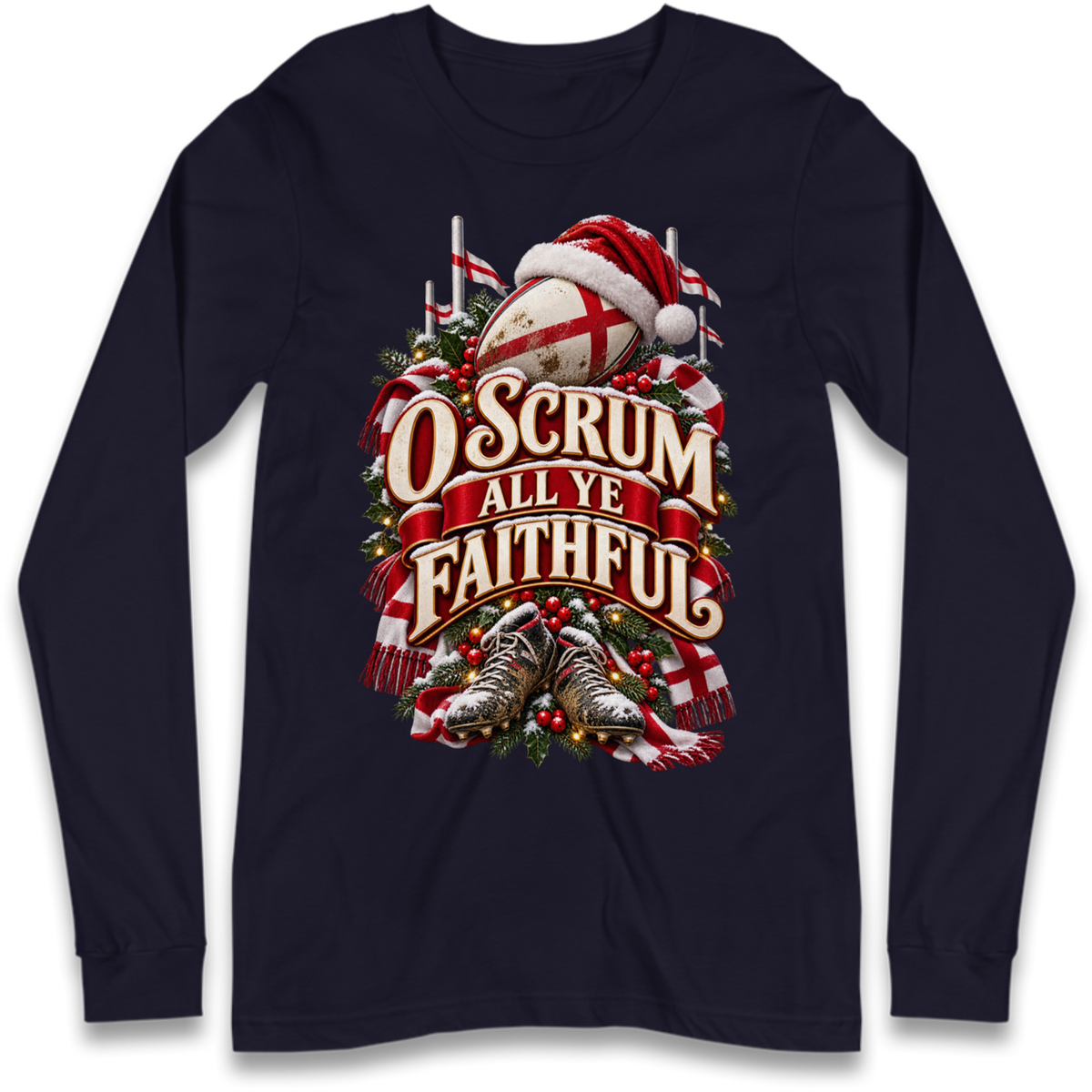 England Rugby Christmas Long Sleeve T-Shirt