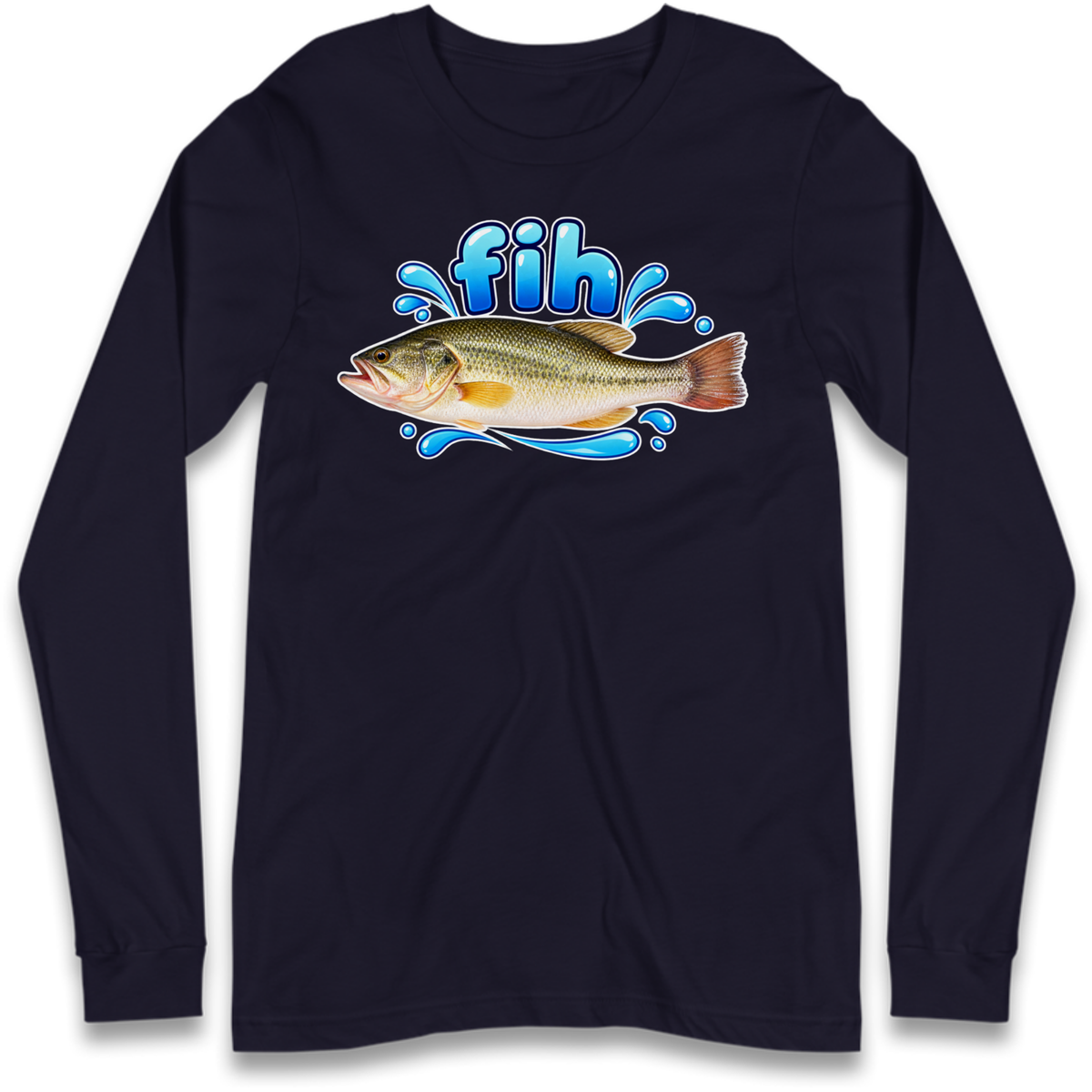 Fih Funny Bass Fish Long Sleeve T-Shirt