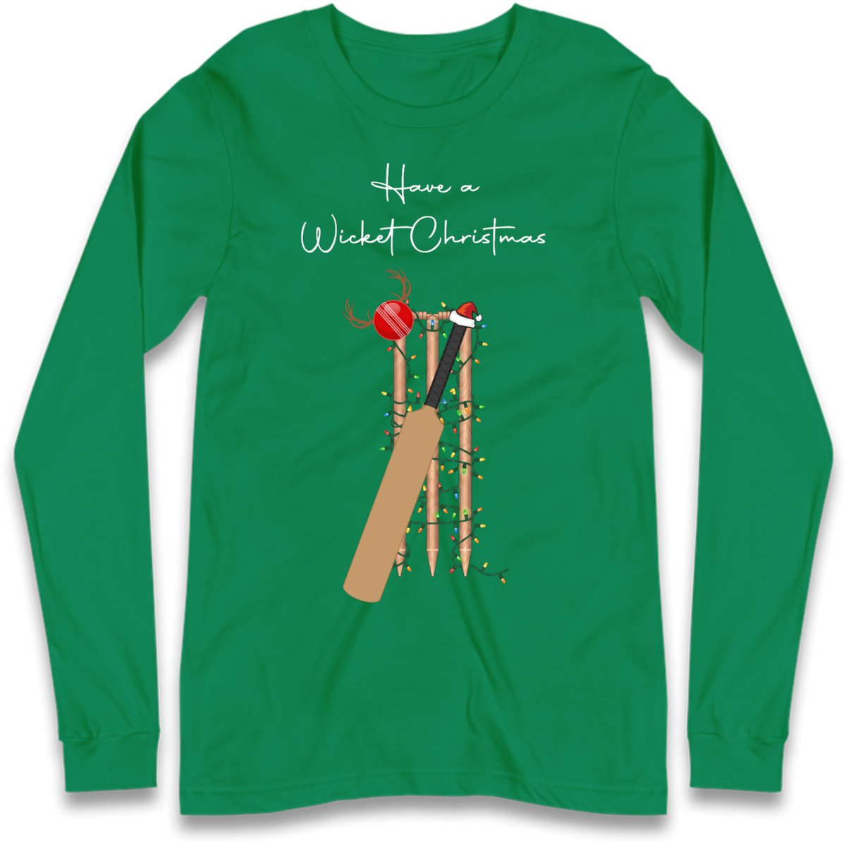 Cricket Bat Graphic Christmas Long Sleeve T-Shirt