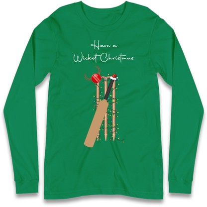 Cricket Bat Graphic Christmas Long Sleeve T-Shirt