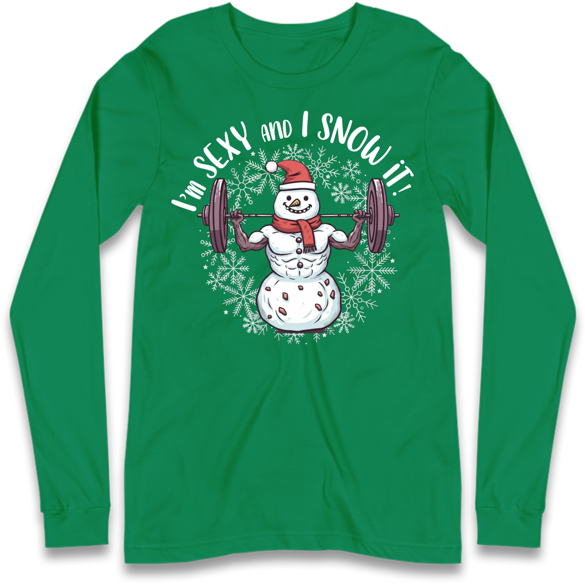 Gym Snowman Graphic Christmas Long Sleeve T-Shirt
