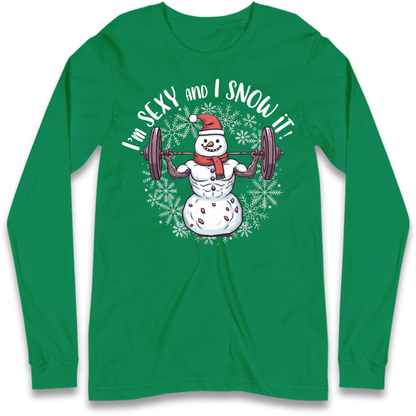 Gym Snowman Graphic Christmas Long Sleeve T-Shirt