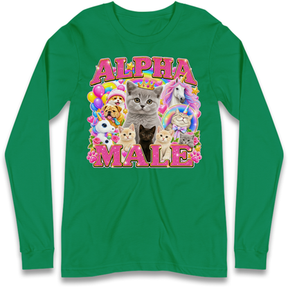Alpha Male Funny Kitten Unicorn Long Sleeve T-Shirt