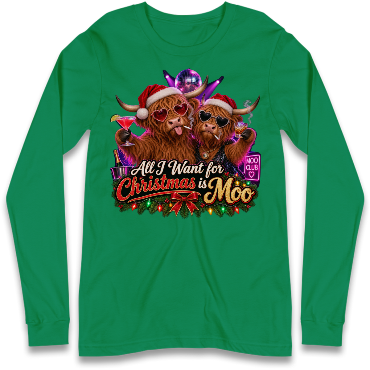 Highland Cow Christmas Long Sleeve T-Shirt