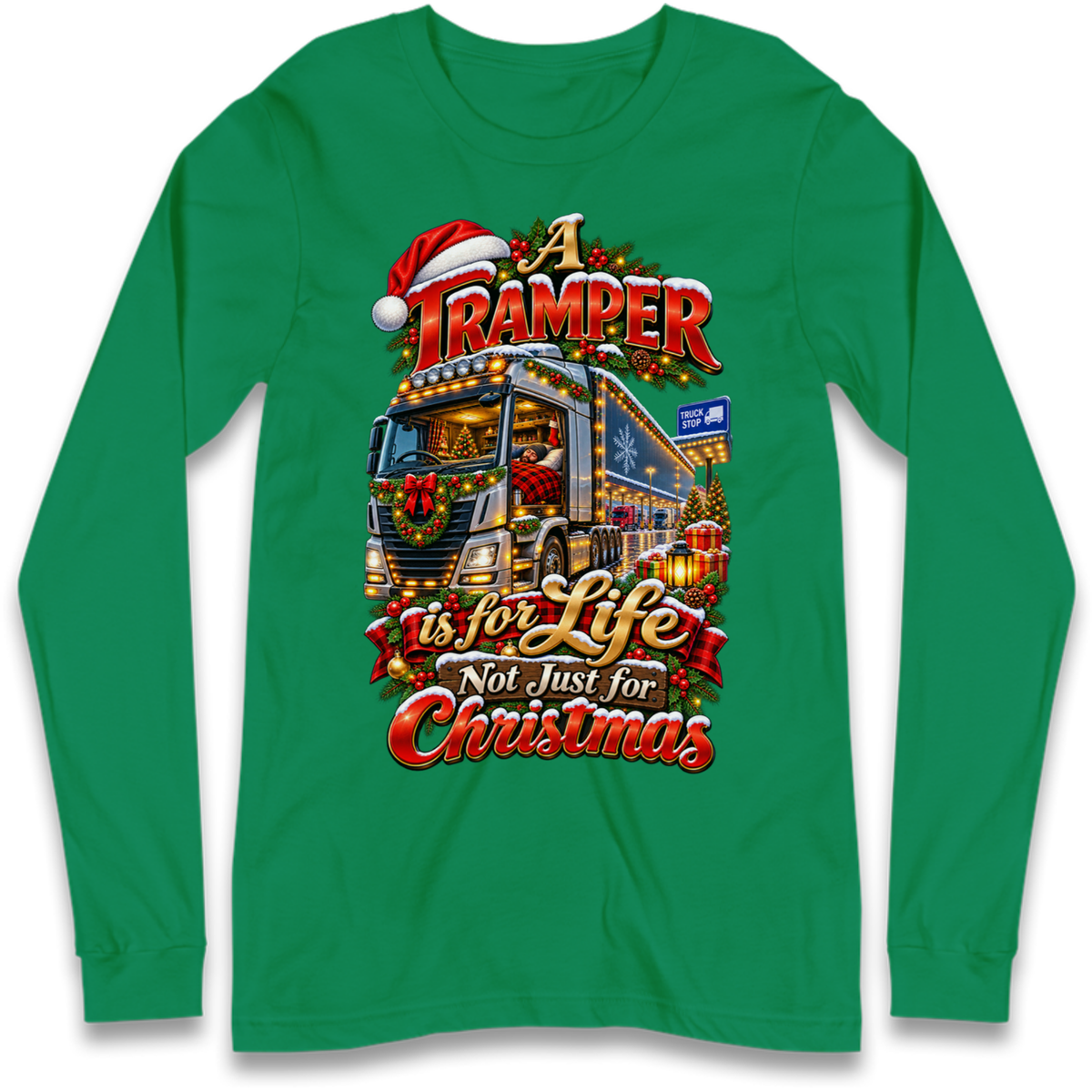 Trucker Christmas Long Sleeve T-Shirt