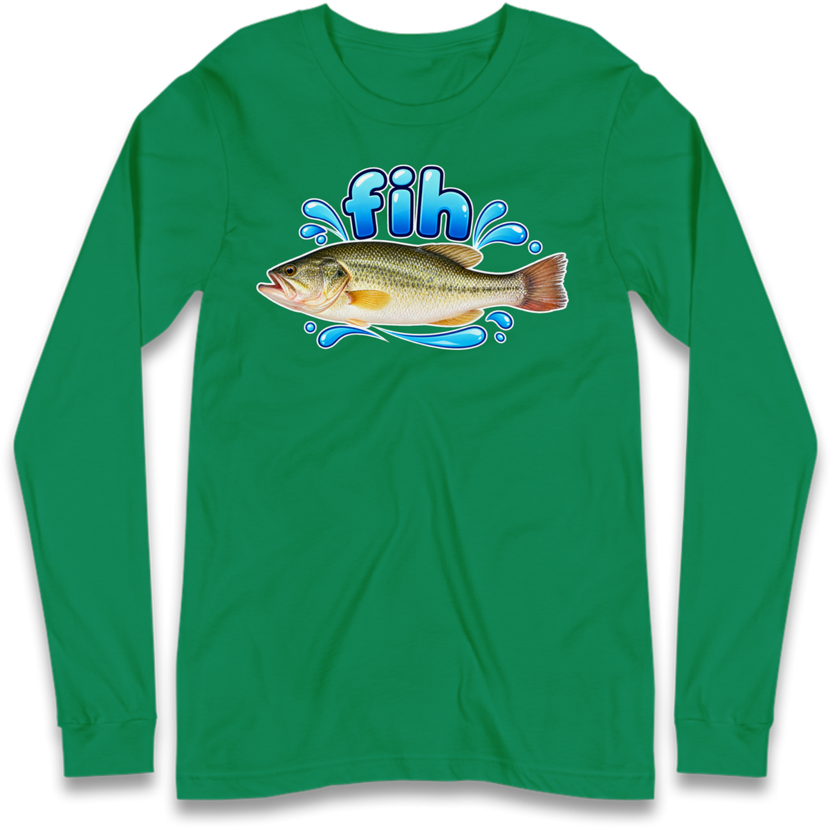 Fih Funny Bass Fish Long Sleeve T-Shirt