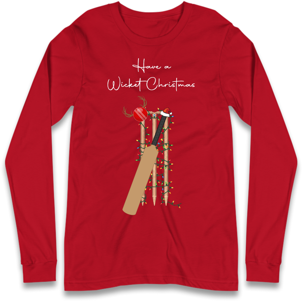 Cricket Bat Graphic Christmas Long Sleeve T-Shirt