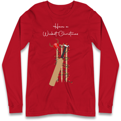 Cricket Bat Graphic Christmas Long Sleeve T-Shirt