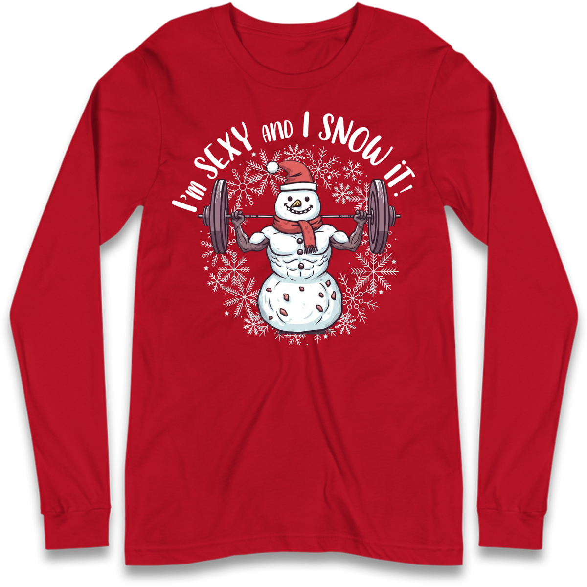 Gym Snowman Graphic Christmas Long Sleeve T-Shirt