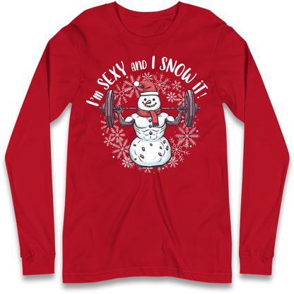 Gym Snowman Graphic Christmas Long Sleeve T-Shirt