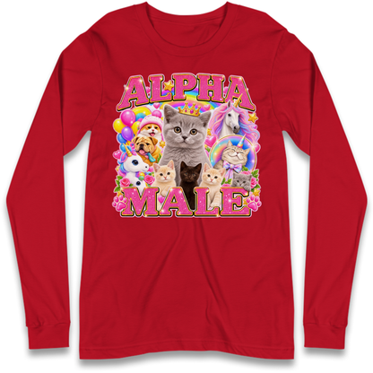 Alpha Male Funny Kitten Unicorn Long Sleeve T-Shirt