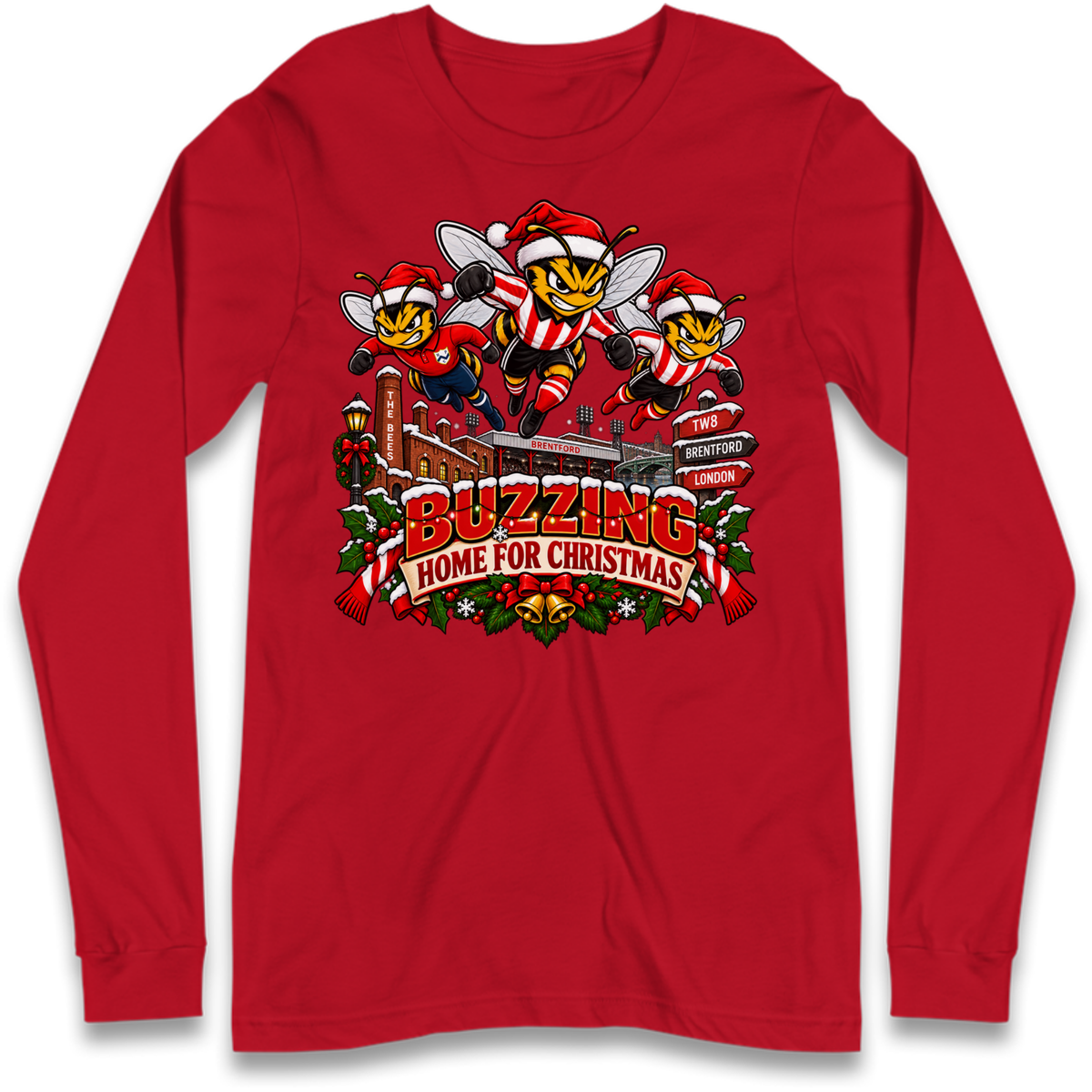 Brentford Football Christmas Long Sleeve T-Shirt
