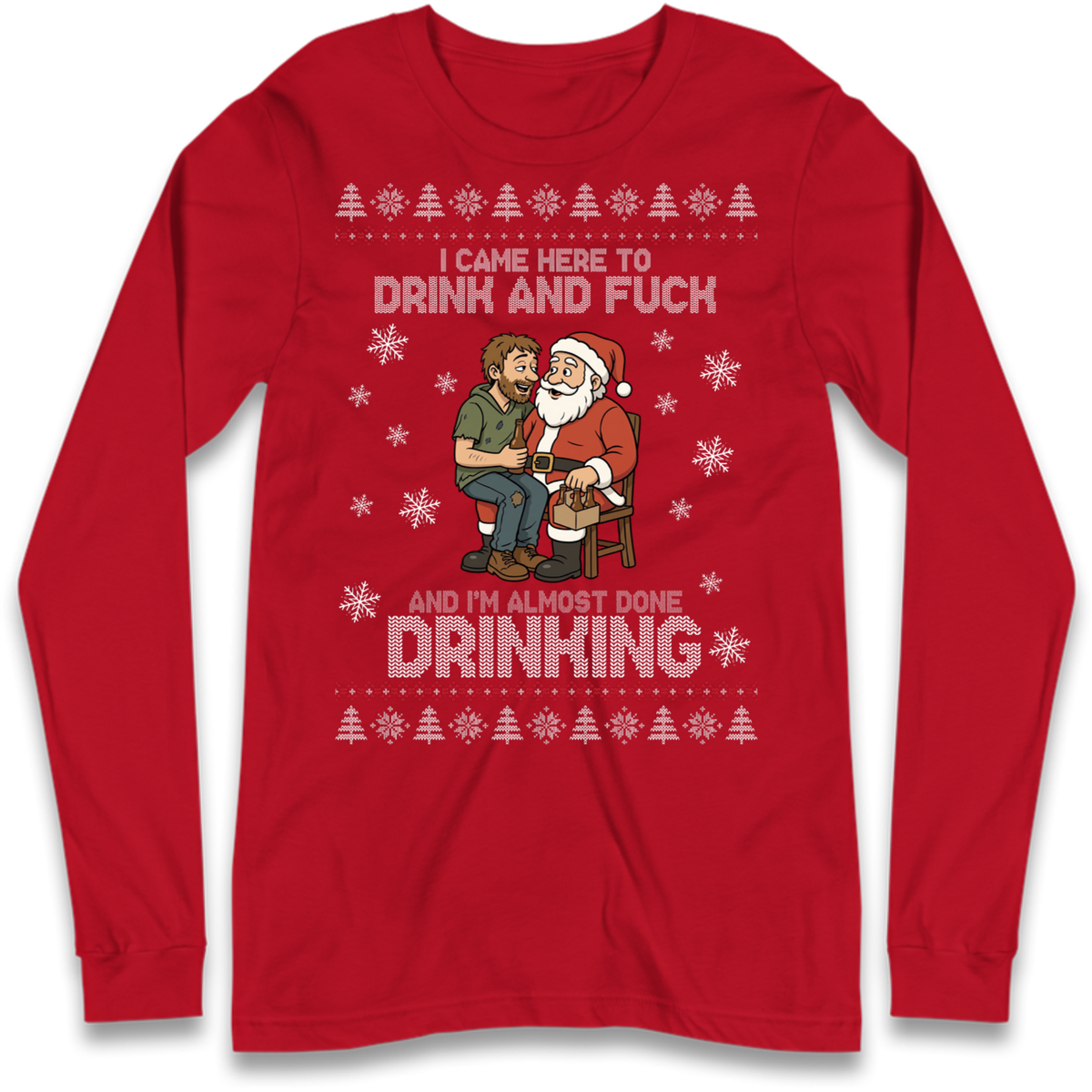 Rude Santa Graphic Long Sleeve T-Shirt
