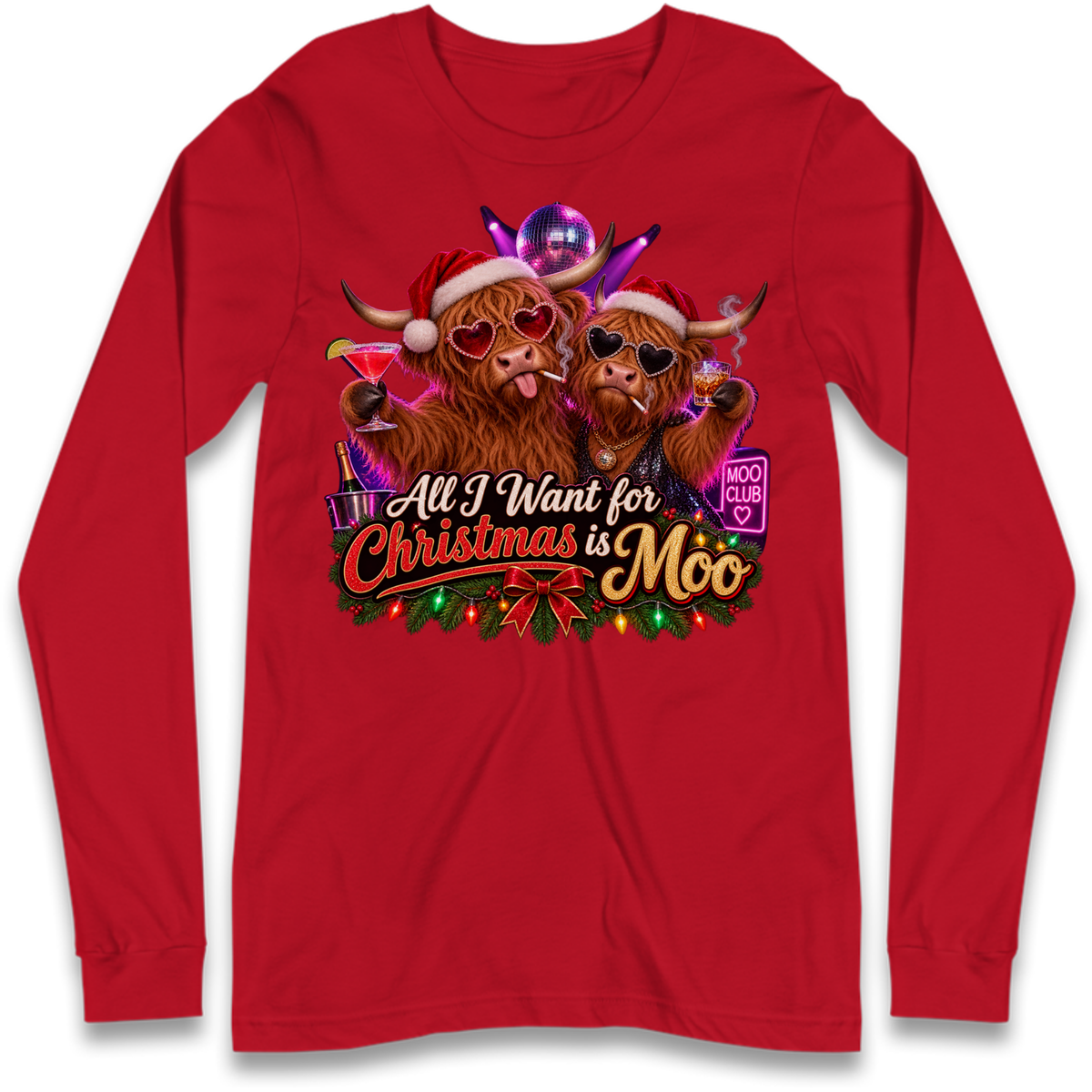 Highland Cow Christmas Long Sleeve T-Shirt