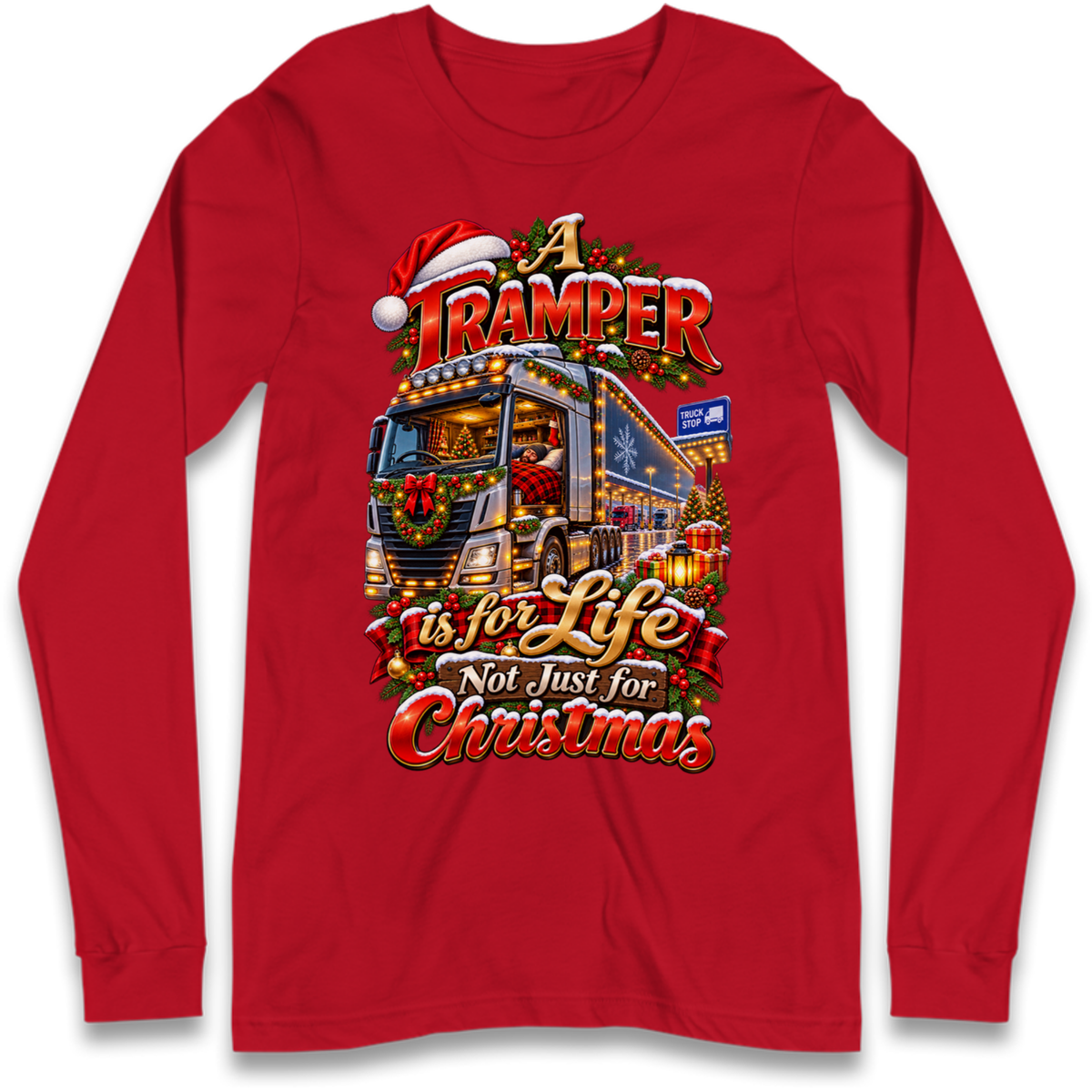 Trucker Christmas Long Sleeve T-Shirt