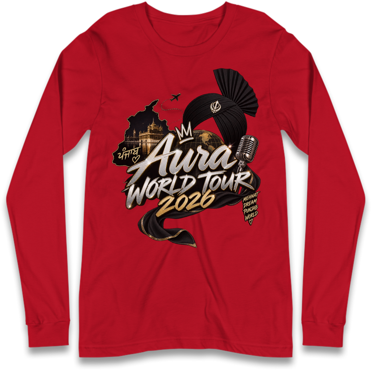 Diljit Dosanjh Aura World Tour 2026 Long Sleeve T-Shirt