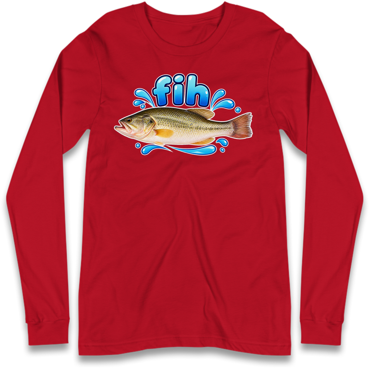 Fih Funny Bass Fish Long Sleeve T-Shirt
