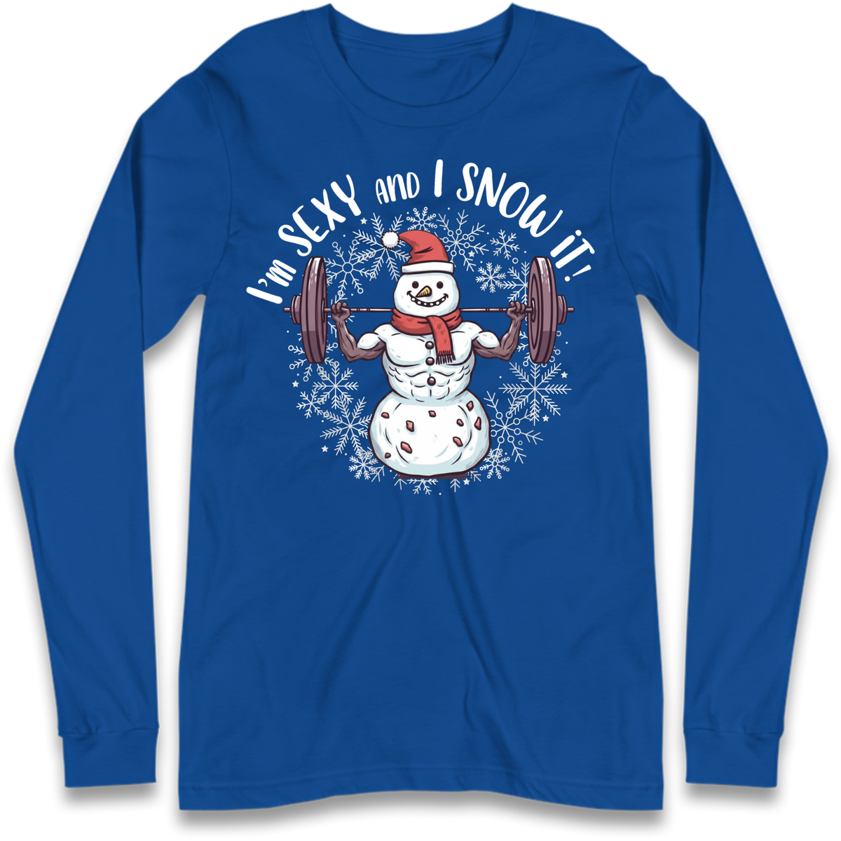 Gym Snowman Graphic Christmas Long Sleeve T-Shirt