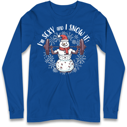 Gym Snowman Graphic Christmas Long Sleeve T-Shirt