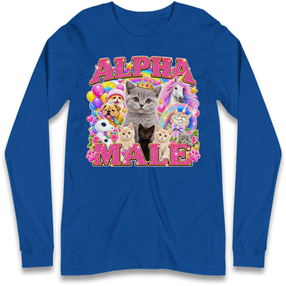 Alpha Male Funny Kitten Unicorn Long Sleeve T-Shirt