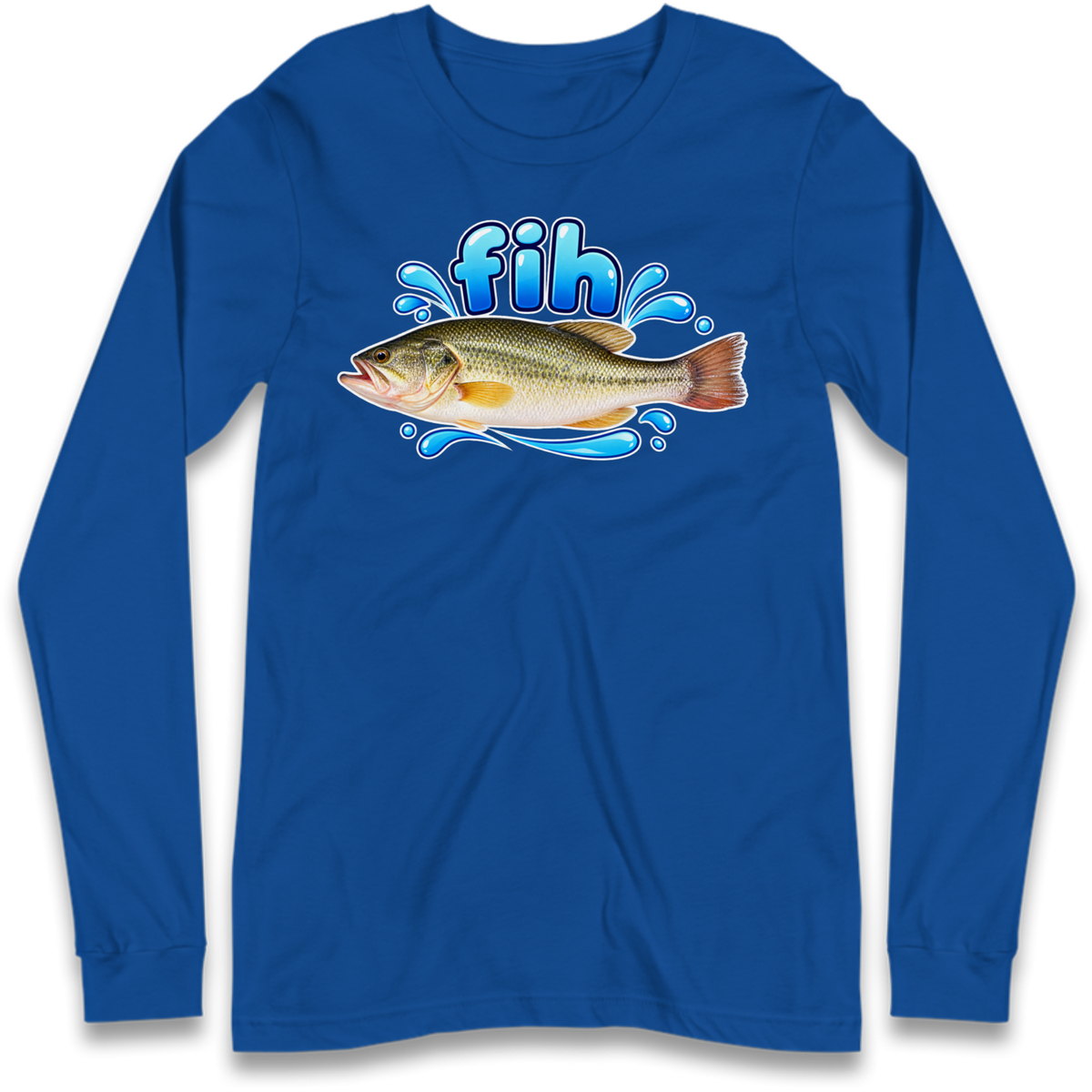 Fih Funny Bass Fish Long Sleeve T-Shirt