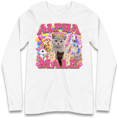 Alpha Male Funny Kitten Unicorn Long Sleeve T-Shirt