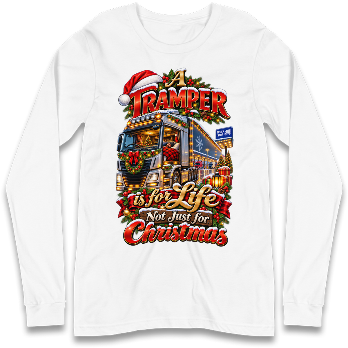 Trucker Christmas Long Sleeve T-Shirt