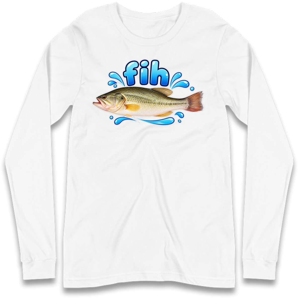Fih Funny Bass Fish Long Sleeve T-Shirt