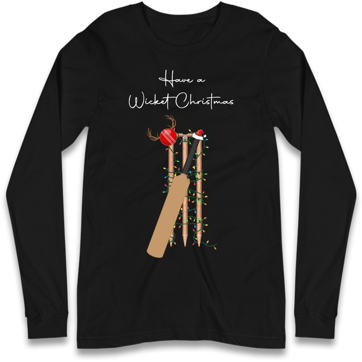 Cricket Bat Graphic Christmas Long Sleeve T-Shirt