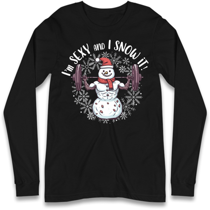 Gym Snowman Graphic Christmas Long Sleeve T-Shirt